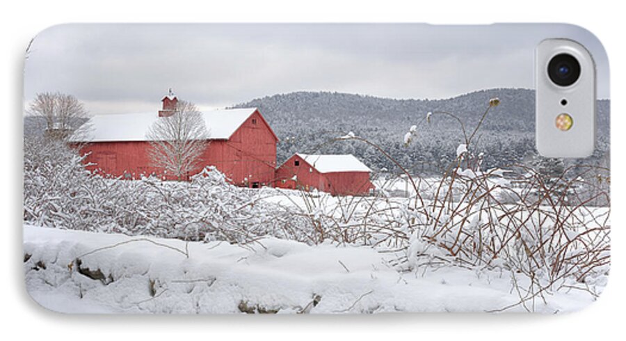 Old Red Barn iPhone 7 Case featuring the photograph Winter in Connecticut by Bill Wakeley