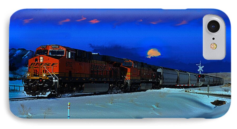 Trains iPhone 7 Case featuring the digital art Winter on the Joint Line of Colorado by J Griff Griffin