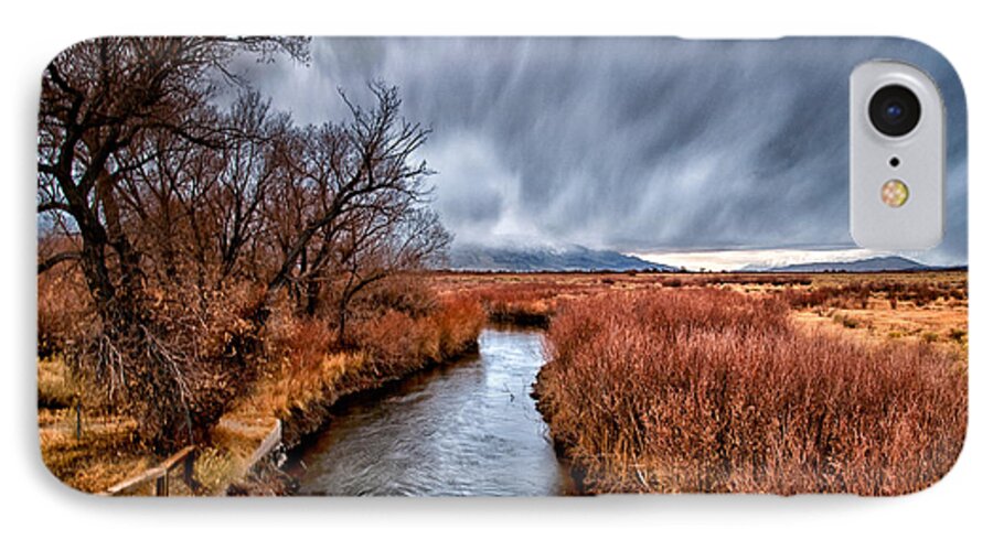 River iPhone 7 Case featuring the photograph Winter Storm over Owens River by Cat Connor