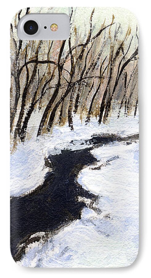 Winter Landscape iPhone 7 Case featuring the painting Winter stream by J Reifsnyder