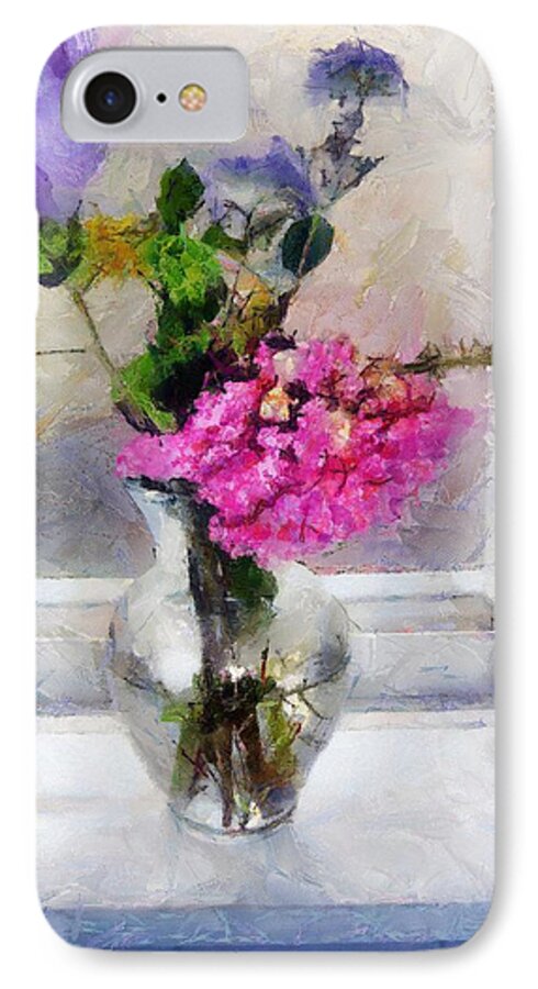 Flowers iPhone 7 Case featuring the painting Winter Windowsill by RC DeWinter