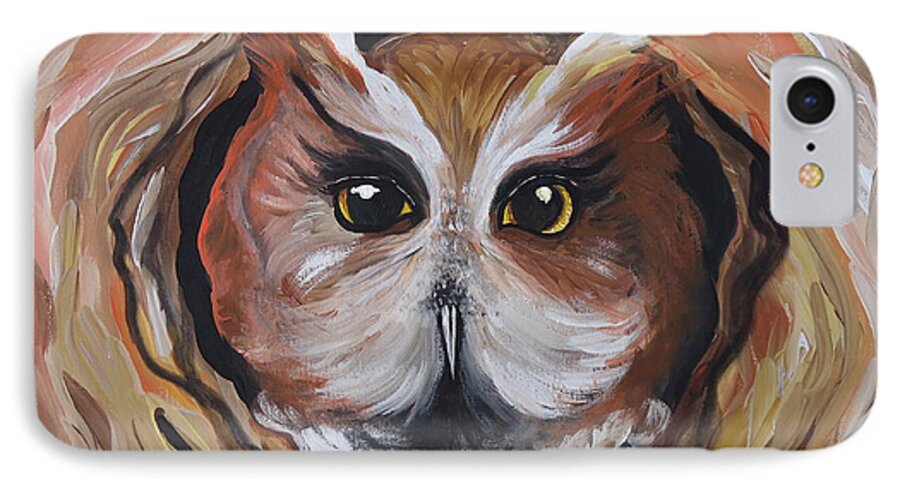 Owl iPhone 7 Case featuring the painting Wise Ole Owl by Leslie Manley