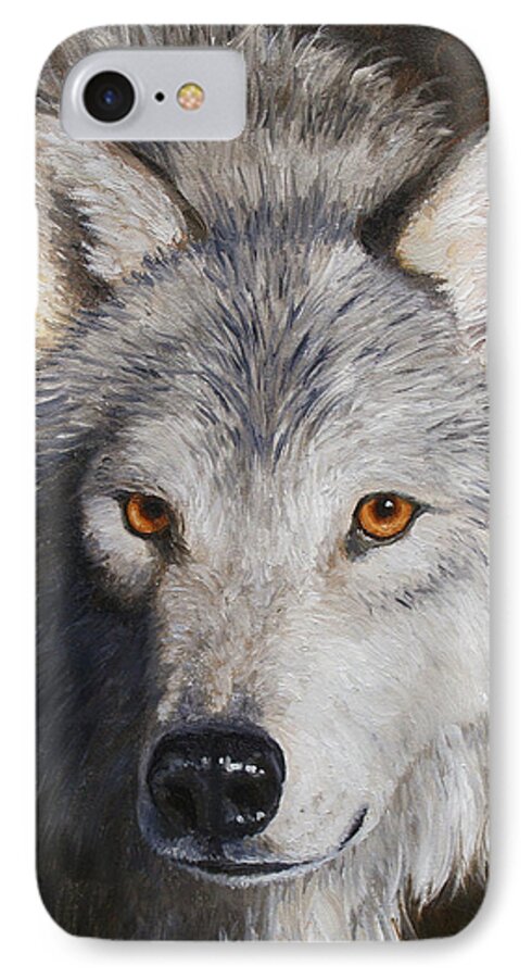 Wolves iPhone 7 Case featuring the painting Wolf Portrait by Crista Forest