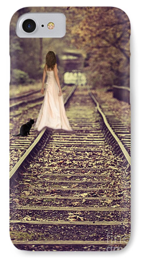 Woman iPhone 7 Case featuring the photograph Woman On Railway Line by Amanda Elwell