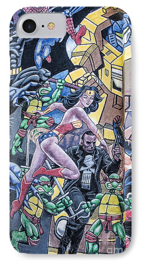 Mural iPhone 7 Case featuring the mixed media Wonder Woman Abstract by Terry Rowe