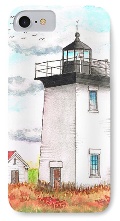 Wood End Lighthouse iPhone 7 Case featuring the painting Wood End Lighthouse - Massachusetts by Carlos G Groppa