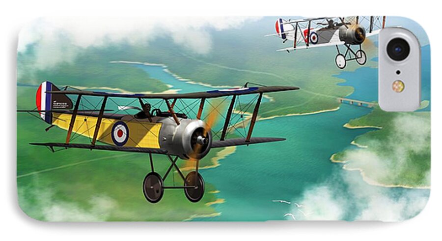 Vintage Ww1 iPhone 7 Case featuring the digital art WW1 British Sopwith Scout by John Wills