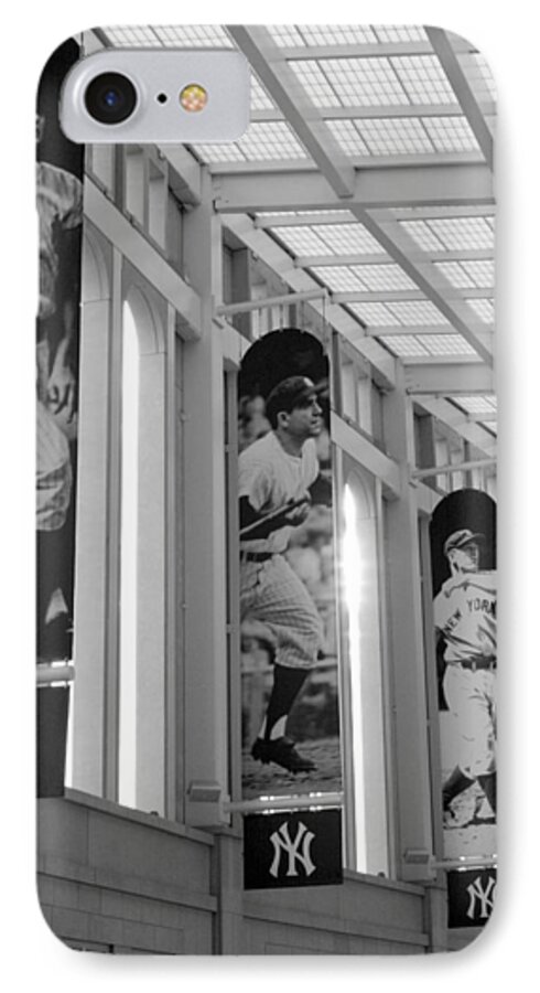 New York Yankees iPhone 7 Case featuring the photograph Yankee Greats of Yesteryear in Black And White by Aurelio Zucco