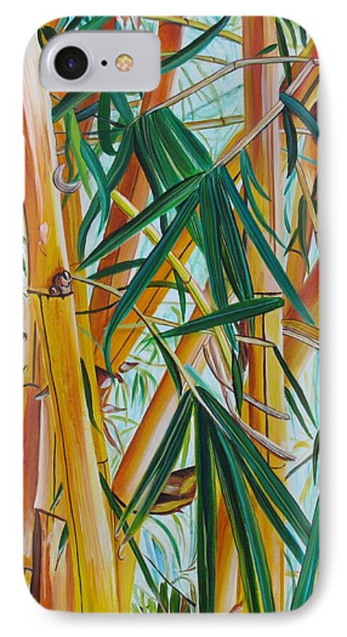 Yellow Bamboo iPhone 7 Case featuring the painting Yellow Bamboo by Marionette Taboniar