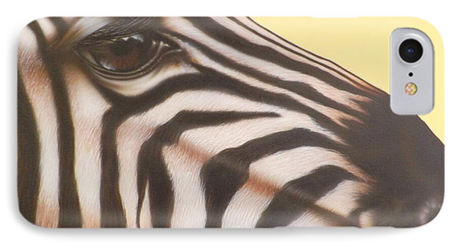 Zebra iPhone 7 Case featuring the painting Zebra by Darren Robinson