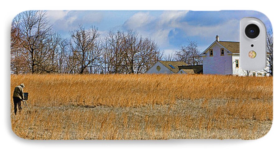 Bucks County iPhone 7 Case featuring the photograph Artist in Field #1 by William Jobes