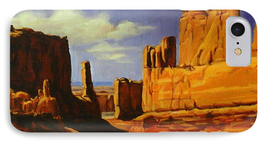 Landscape iPhone 7 Case featuring the painting Lane Park Utah #1 by Ningning Li