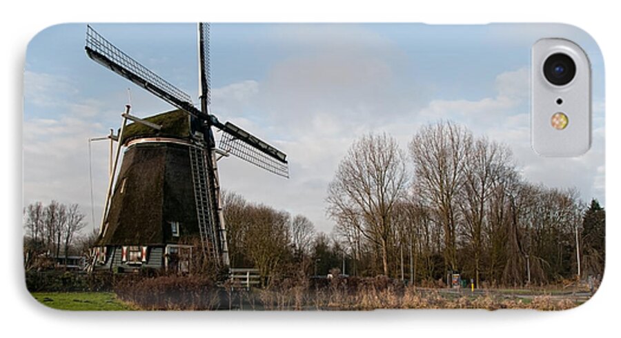 Amsterdam iPhone 7 Case featuring the digital art Windmill in Amsterdam #1 by Carol Ailles
