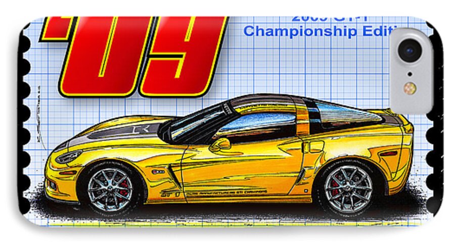 2009 Corvette iPhone 7 Case featuring the digital art 2009 GT-1 Championship Edition Corvette by K Scott Teeters