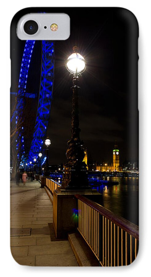London Eye iPhone 7 Case featuring the photograph London Eye night view #4 by David Pyatt