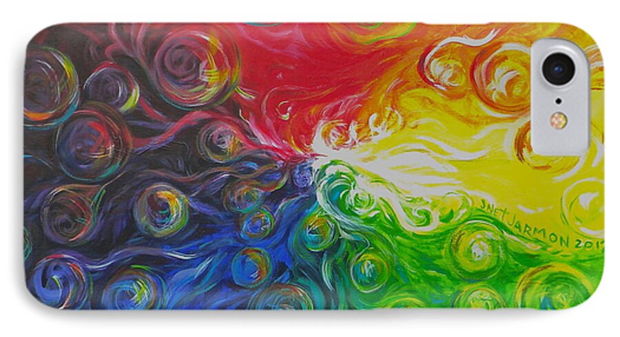 Color iPhone 7 Case featuring the painting Birth of Color by Jeanette Jarmon