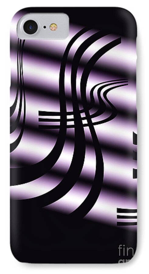 Abstract Background Graphics Illustration Black White Curved Diagonal Lines Patterns Shapes Shadows Digital Unique iPhone 7 Case featuring the digital art Black And White Abstract by Susan Stevenson