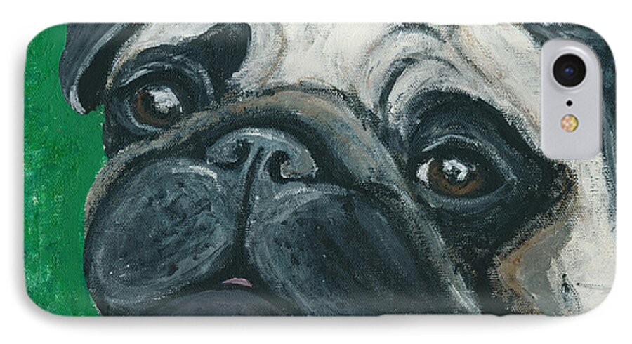 Pug iPhone 7 Case featuring the painting Bo The Pug by Ania M Milo