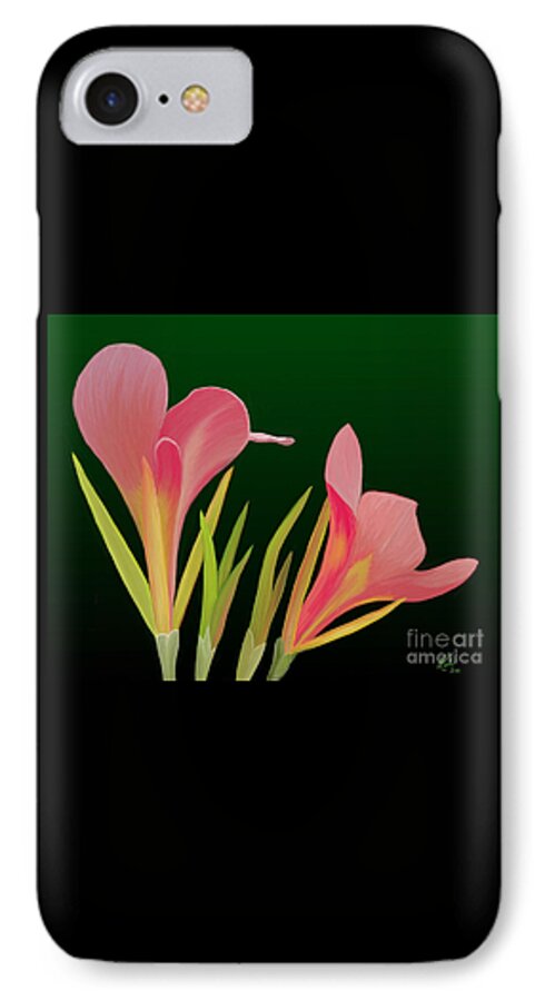 Flowers iPhone 7 Case featuring the painting Canna Lilly Whimsy by Rand Herron