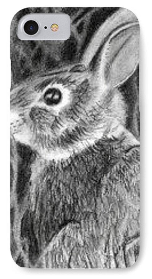 Bunny iPhone 7 Case featuring the drawing Can't See Me - ACEO by Ana Tirolese