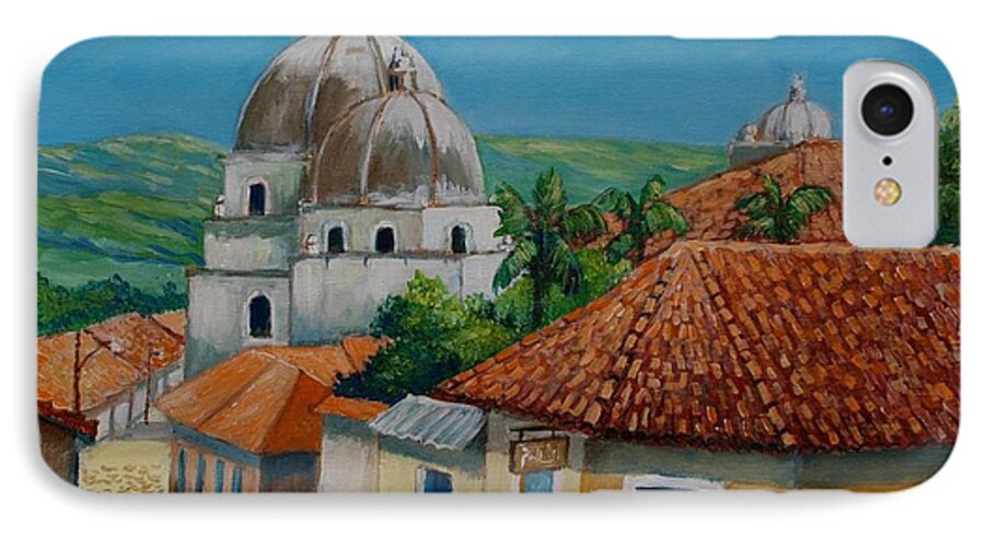 Church iPhone 7 Case featuring the painting Church of Pespire in Honduras by Jean Pierre Bergoeing