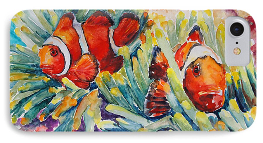 Clownfish iPhone 7 Case featuring the painting Clownfish In Their Paradise by Barbara Pommerenke