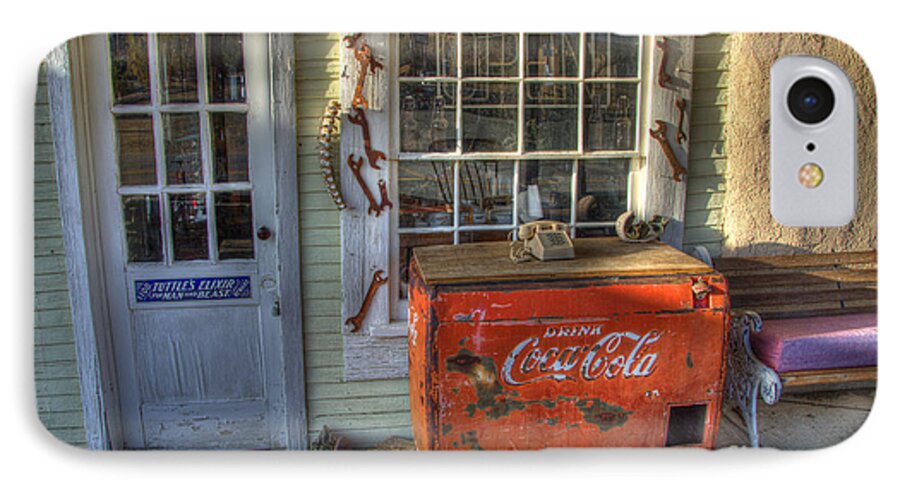Coca Cola iPhone 7 Case featuring the photograph Coca Cola Cooler Randsburg by Bob Christopher