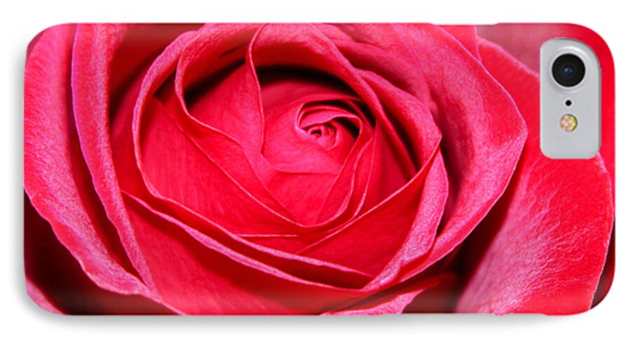 Crimson iPhone 7 Case featuring the photograph Crimson Red Rose by Karon Melillo DeVega