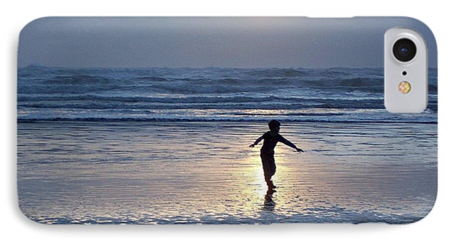 Beach iPhone 7 Case featuring the photograph Dancing Boy at Sunset by Peter Mooyman