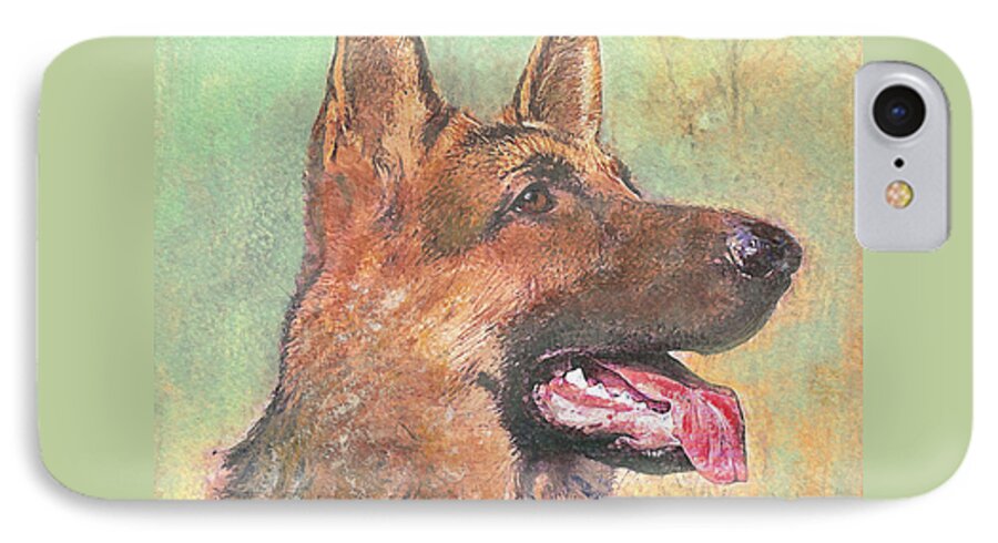 Dog iPhone 7 Case featuring the painting Eager - time for dinner  by Richard James Digance