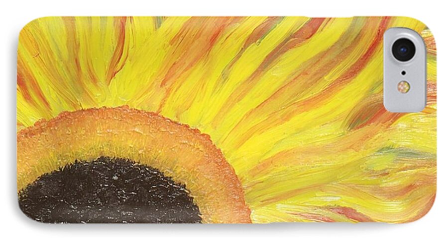 Sunflower iPhone 7 Case featuring the painting Flaming Sunflower by Margaret Harmon