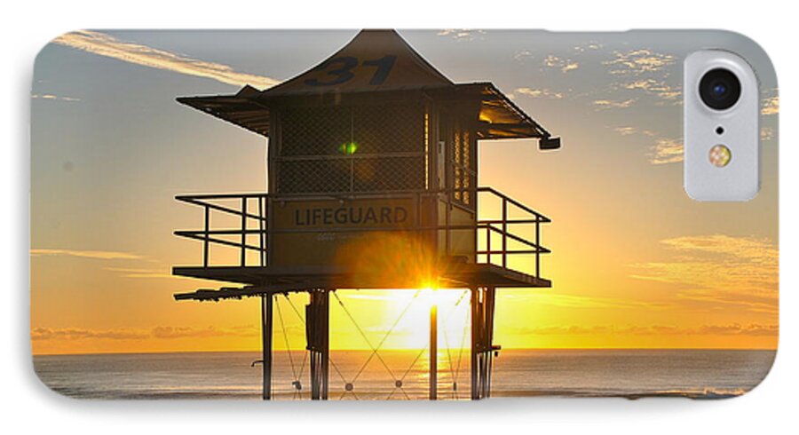 Life Guard iPhone 7 Case featuring the photograph Gold Coast Life Guard Tower by Eric Tressler