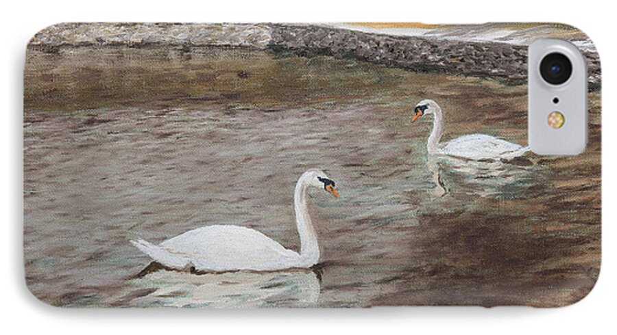 Painting iPhone 7 Case featuring the painting Graceful Swimmers by Alan Mager