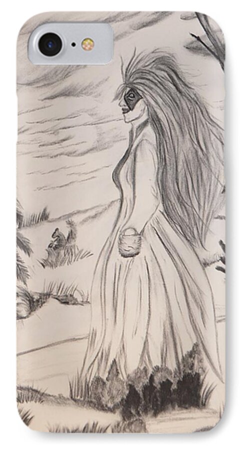 Halloween iPhone 7 Case featuring the drawing Halloween Witch Walk by Maria Urso