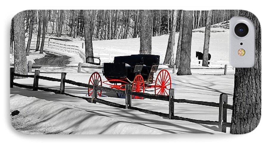Winter iPhone 7 Case featuring the photograph Horse and Buggy - No Work Today No. 2 by Janice Adomeit
