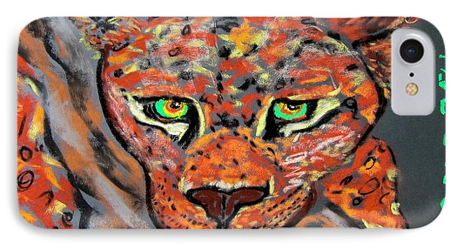 Belize Wildlife iPhone 7 Case featuring the painting Jaguar Bebe Portrait by Kathryn Barry
