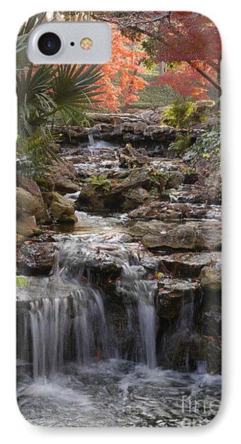 Waterfall Photography iPhone 7 Case featuring the photograph Waterfall in the Japanese Gardens, Ft. Worth, Texas by Greg Kopriva