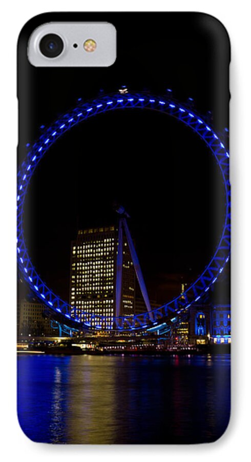 London Eye iPhone 7 Case featuring the photograph London Eye and River Thames View by David Pyatt
