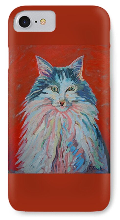Cat iPhone 7 Case featuring the painting Lovely Star by Francine Frank