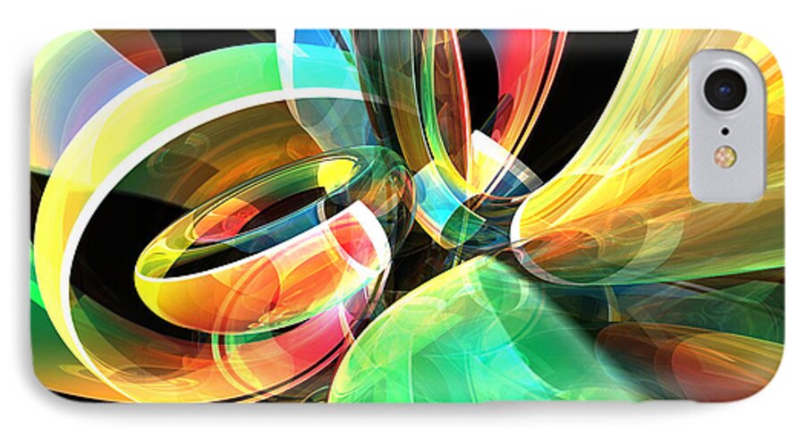 Abstract iPhone 7 Case featuring the digital art Magic Rings by Phil Perkins