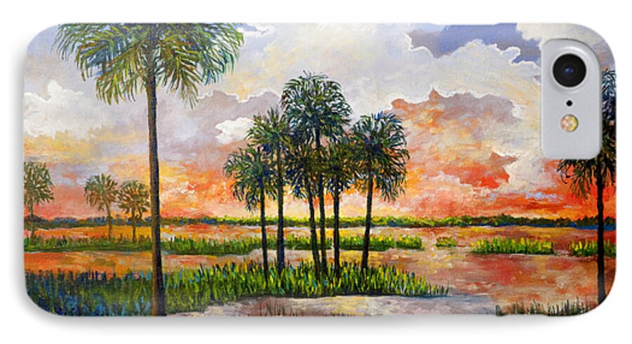 Sunset iPhone 7 Case featuring the painting Myakka Sunset by Lou Ann Bagnall