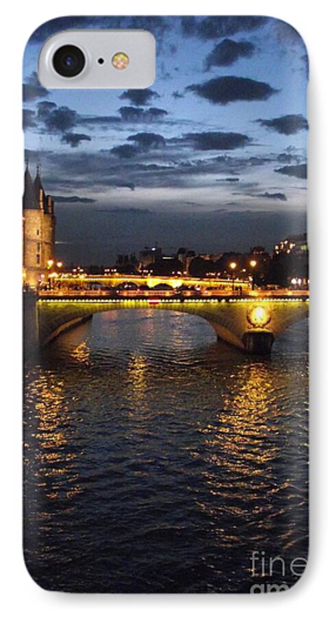 Paris iPhone 7 Case featuring the photograph Night fall over the Seine by Shawna Gibson
