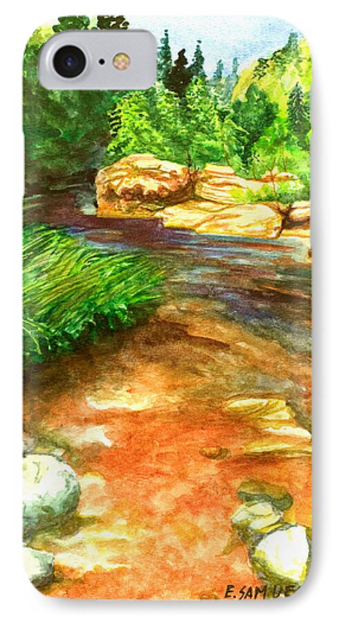 Arizona iPhone 7 Case featuring the painting Oak Creek Red by Eric Samuelson