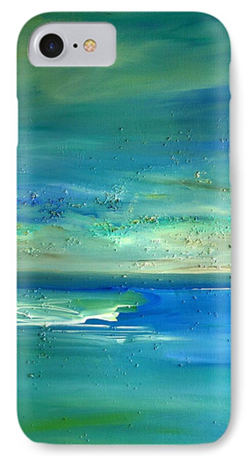 Blue Painting iPhone 7 Case featuring the painting Organic seascape by Dolores Deal