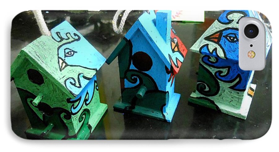 Birdhouse iPhone 7 Case featuring the painting Painted Birdhouses by Genevieve Esson