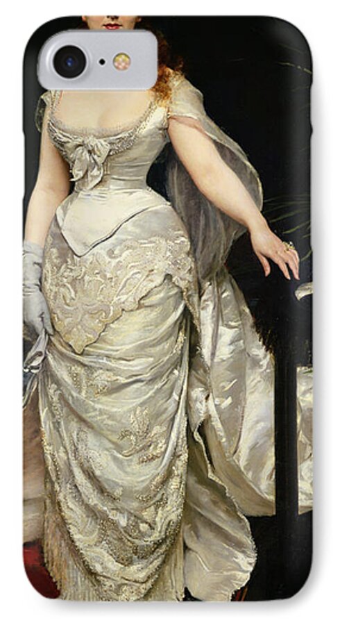 Portrait Of Mademoiselle X iPhone 7 Case featuring the painting Portrait of Mademoiselle X by Charles Emile Auguste Carolus Duran