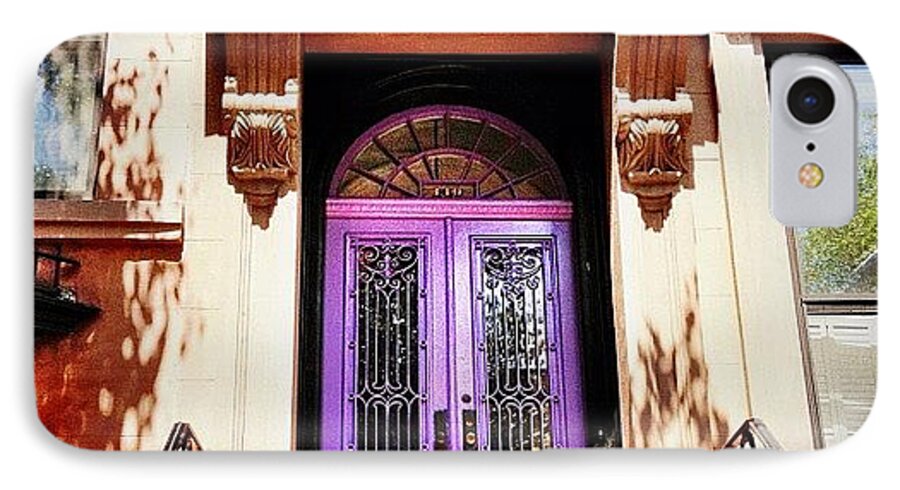 New York City iPhone 7 Case featuring the photograph Purple Door - Brooklyn - New York City by Vivienne Gucwa