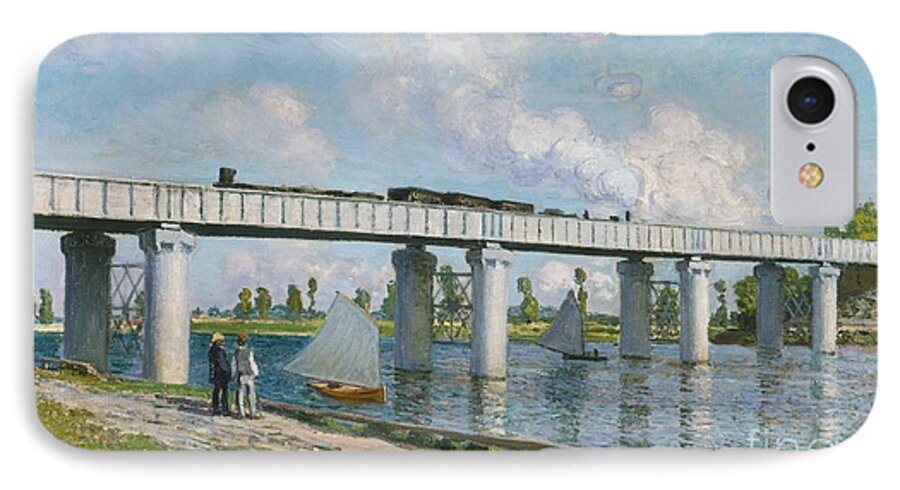 Railway Bridge At Argenteuil iPhone 7 Case featuring the painting Railway Bridge at Argenteuil by Claude Monet