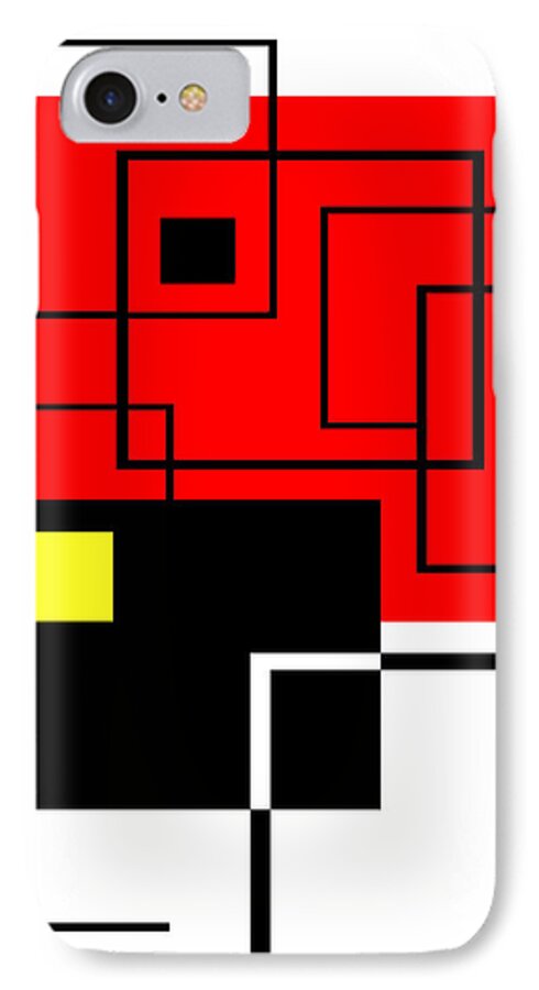 Mondrian iPhone 7 Case featuring the digital art Red Square a la Mondrian by Ginny Schmidt