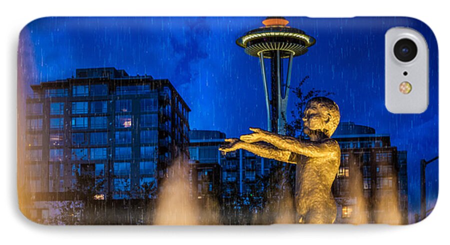 Rain iPhone 7 Case featuring the photograph Seattle Rain Boy by Ken Stanback